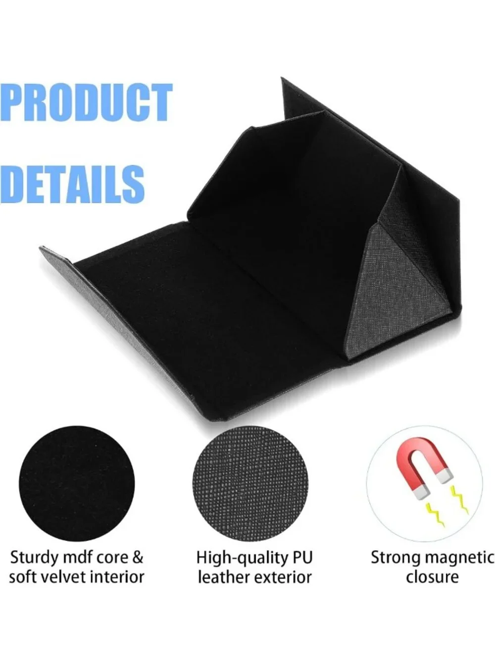 10 Pack Foldable Sunglasses Cases, Magnetic Hard Shell Eyeglass Holders, PU